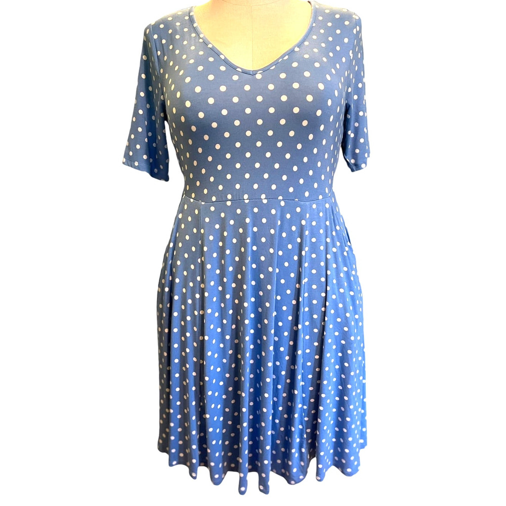 Torrid Size 6 (6X 30) Blue Polka Dot Super Soft Mini Skater‎ Dress New w/Pockets
